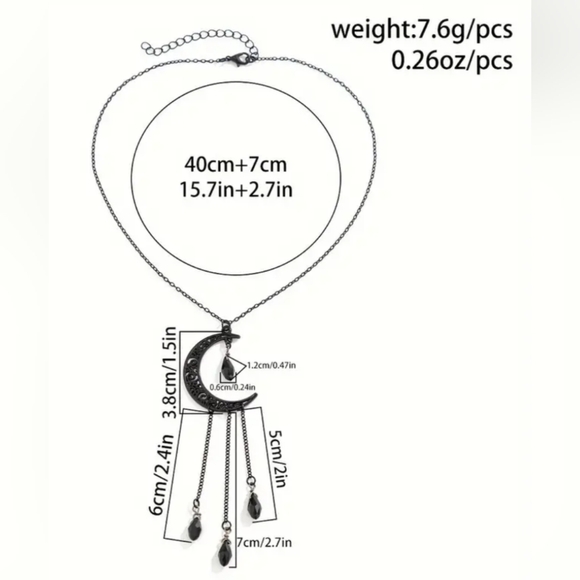 2/30$ Or 3/$35 NEW Whimsigoth Elegant Black Crescent Moon Necklace-(#0221) - Picture 3 of 5